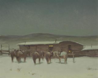 Oscar Edmund Berninghaus - A Poker Game in the Bunkhouse