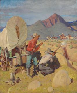 Oscar Edmund Berninghaus - Attack on the Wagon Train