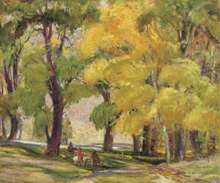 Oscar Edmund Berninghaus - Cottonwoods in the Fall, Glorietta Grove