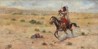 Oscar Edmund Berninghaus - Indian Riding at Full Gallup