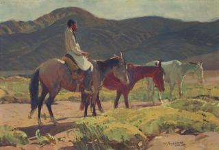 Oscar Edmund Berninghaus - Indian With Ponies