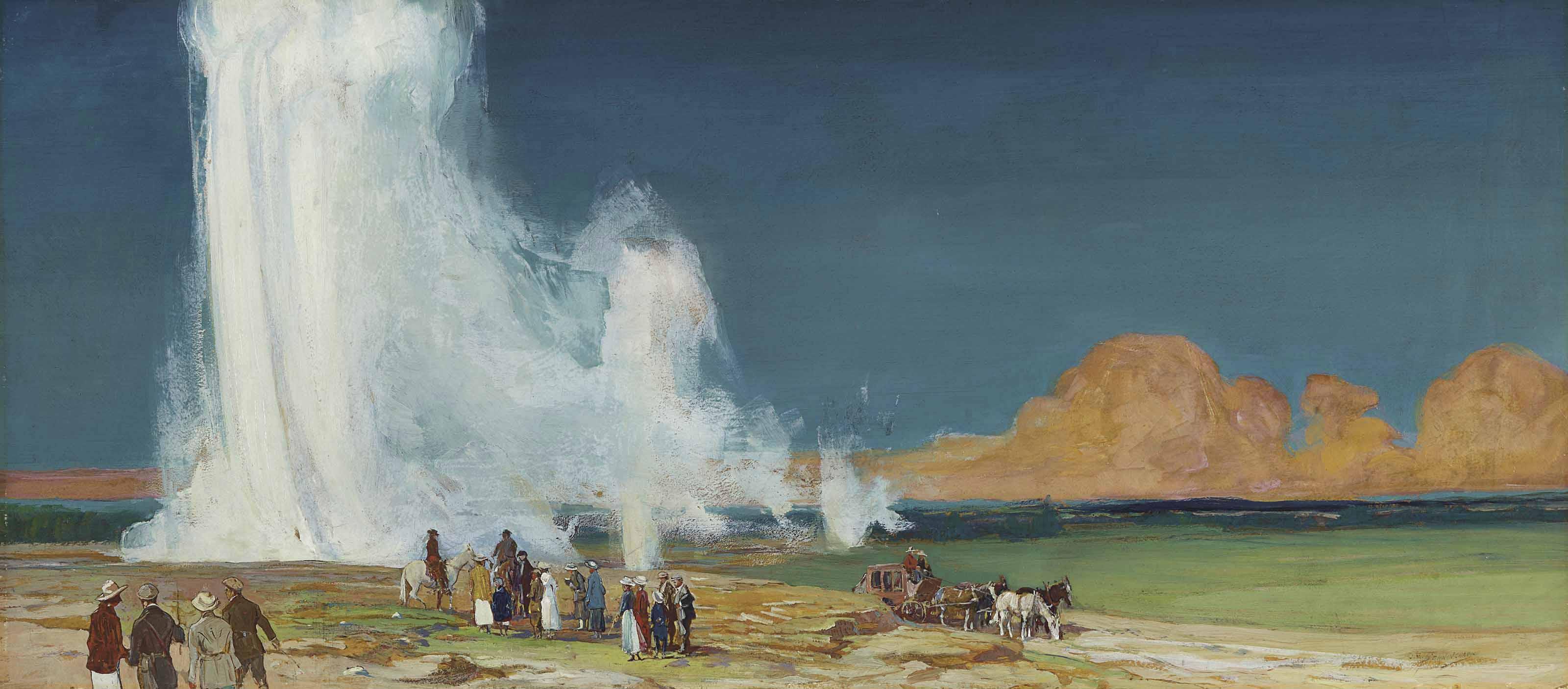 Oscar Edmund Berninghaus - Old Faithful, Yellowstone