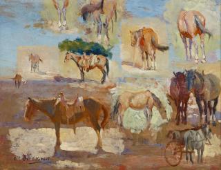 Oscar Edmund Berninghaus - Study of Twelve Horses