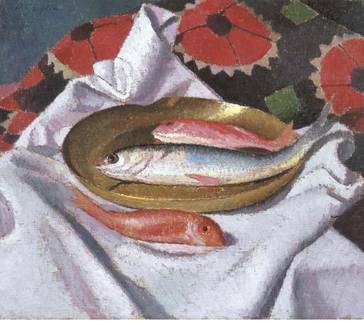 Oscar Ghiglia - Natura morta con triglie