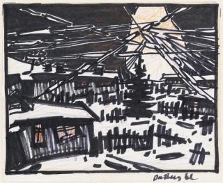 Oscar Rabin - Dacha in winter