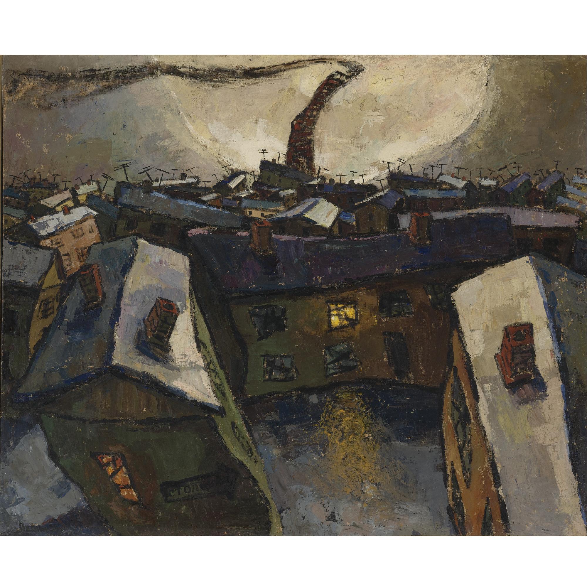 Oscar Rabin - Russian City With Moon (Socialist City), 1959