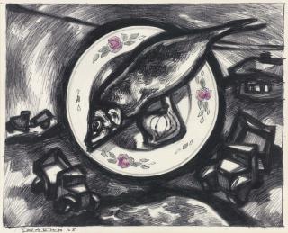 Oscar Rabin - Still Life with Fish and Onion
