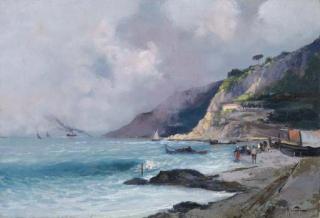 Oscar Ricciardi - Barche E Pescatori A Riva