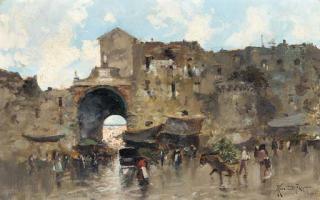 Oscar Ricciardi - Market scene, Naples