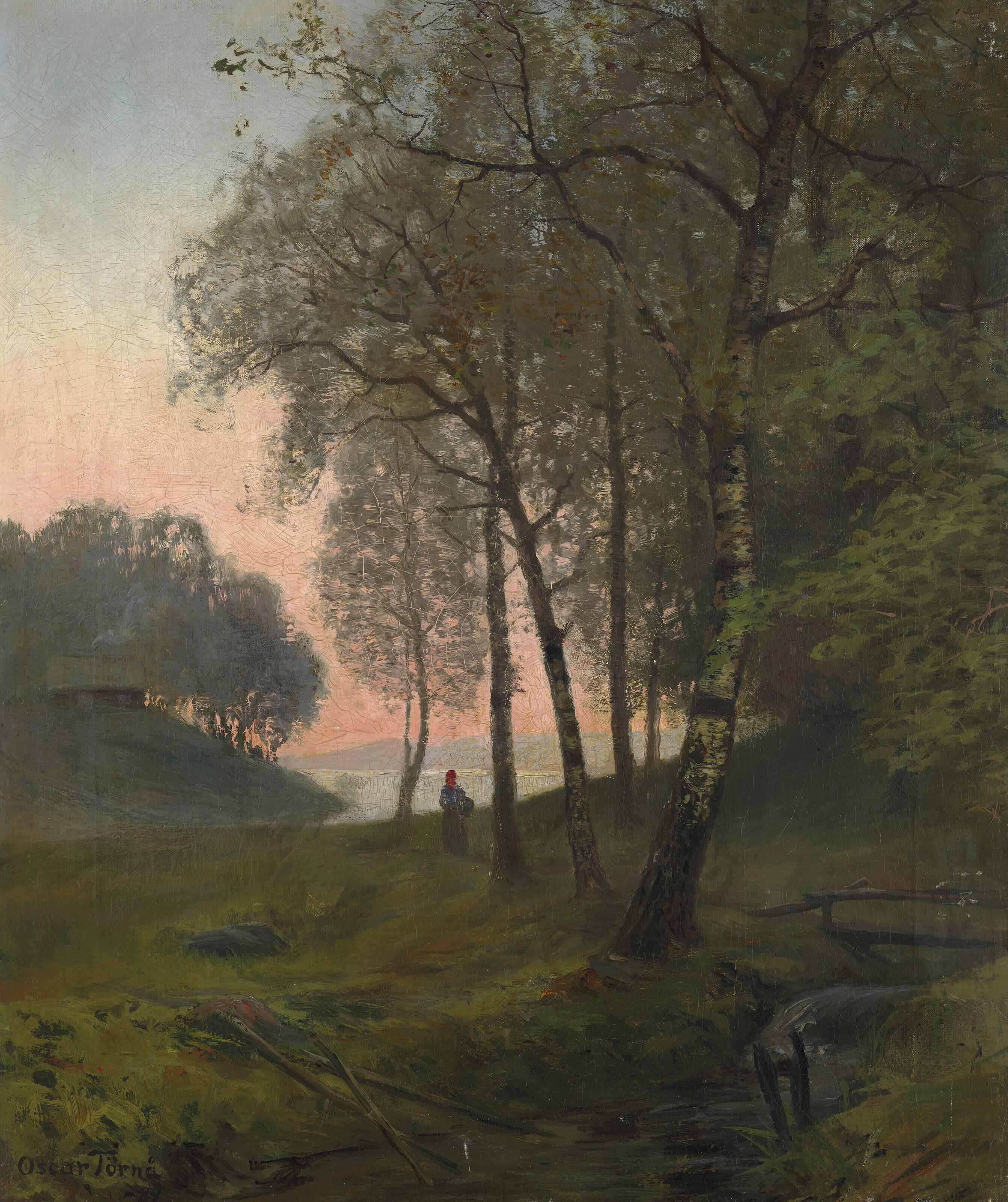 Oscar Törna - Wooded landscape with figure