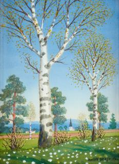 Oskar Bergman - Birch grove in springtime