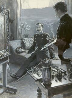 Oskar Bluhm - Scherz unter Männern (Porträt-Sitzung).