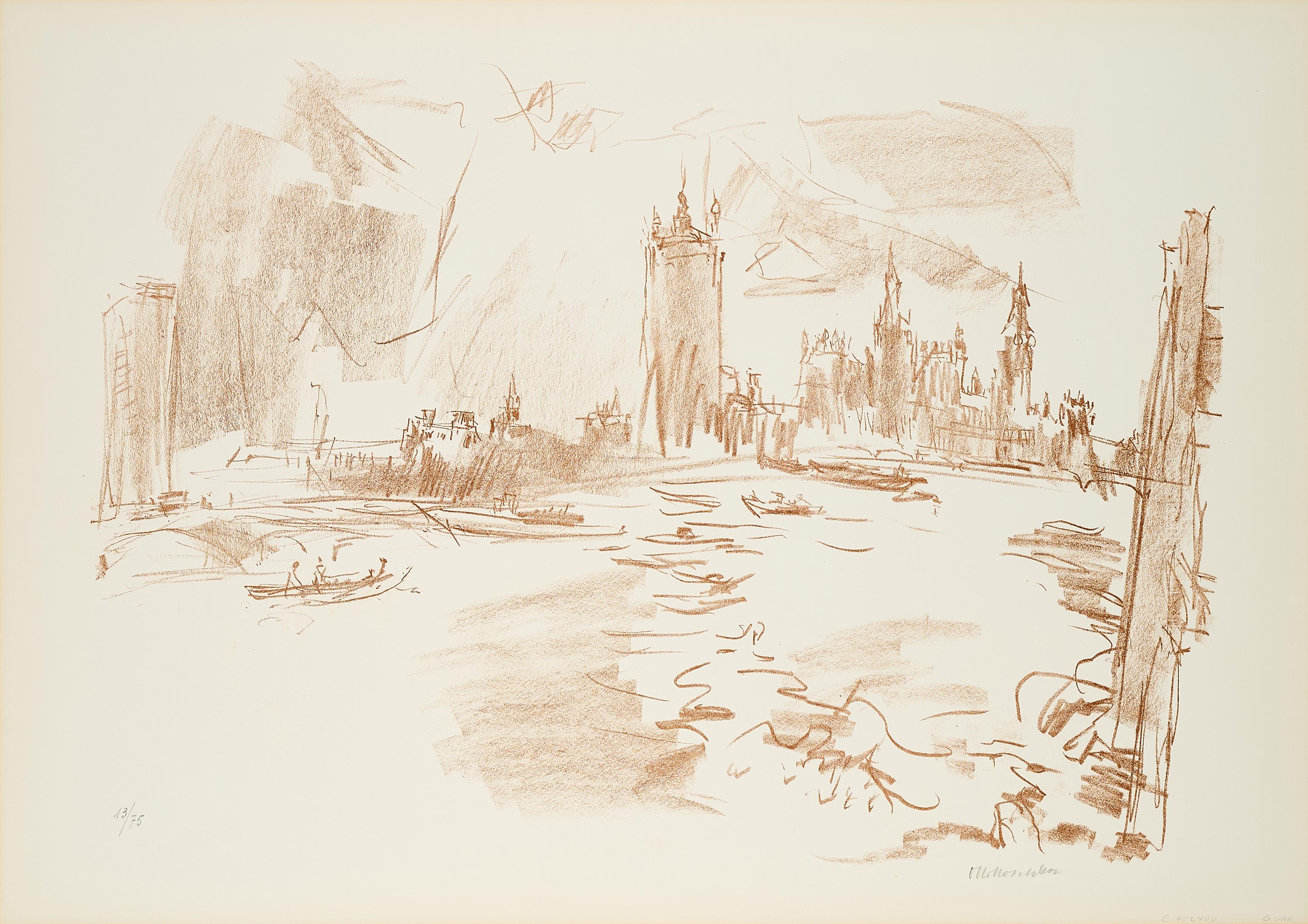Oskar Kokoschka - House of Parliament I (Aus: London from the River Thames).