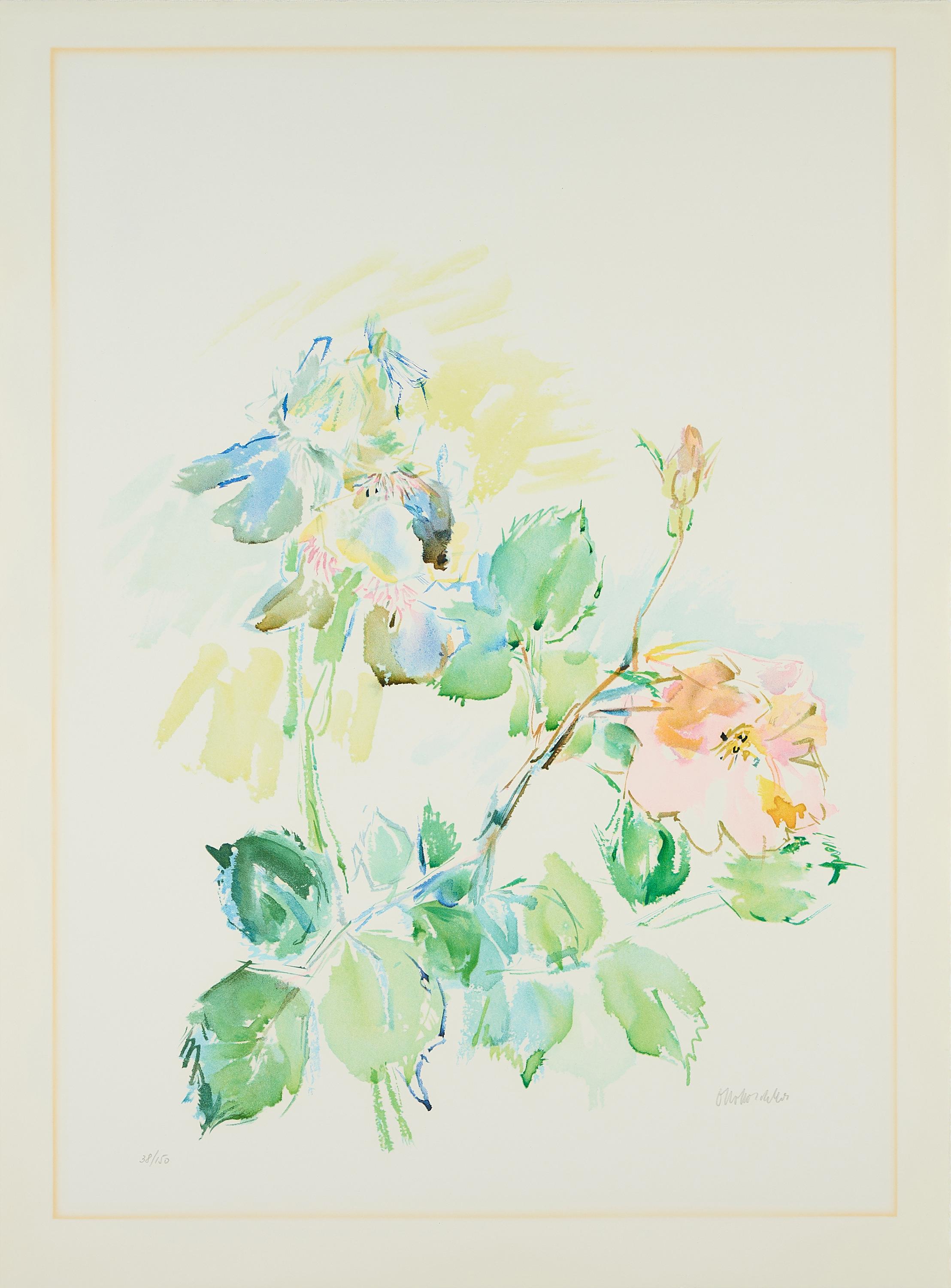 Oskar Kokoschka - Schwertlilien mit Rosen.