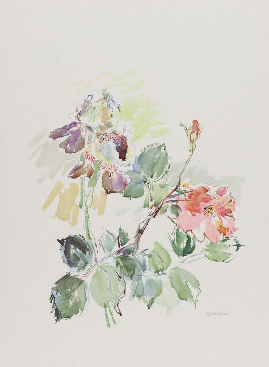 Oskar Kokoschka - Schwertlilien mit Rosen