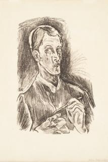 Oskar Kokoschka - Selbstbildnis (Brustbild mit Zeichenstift)