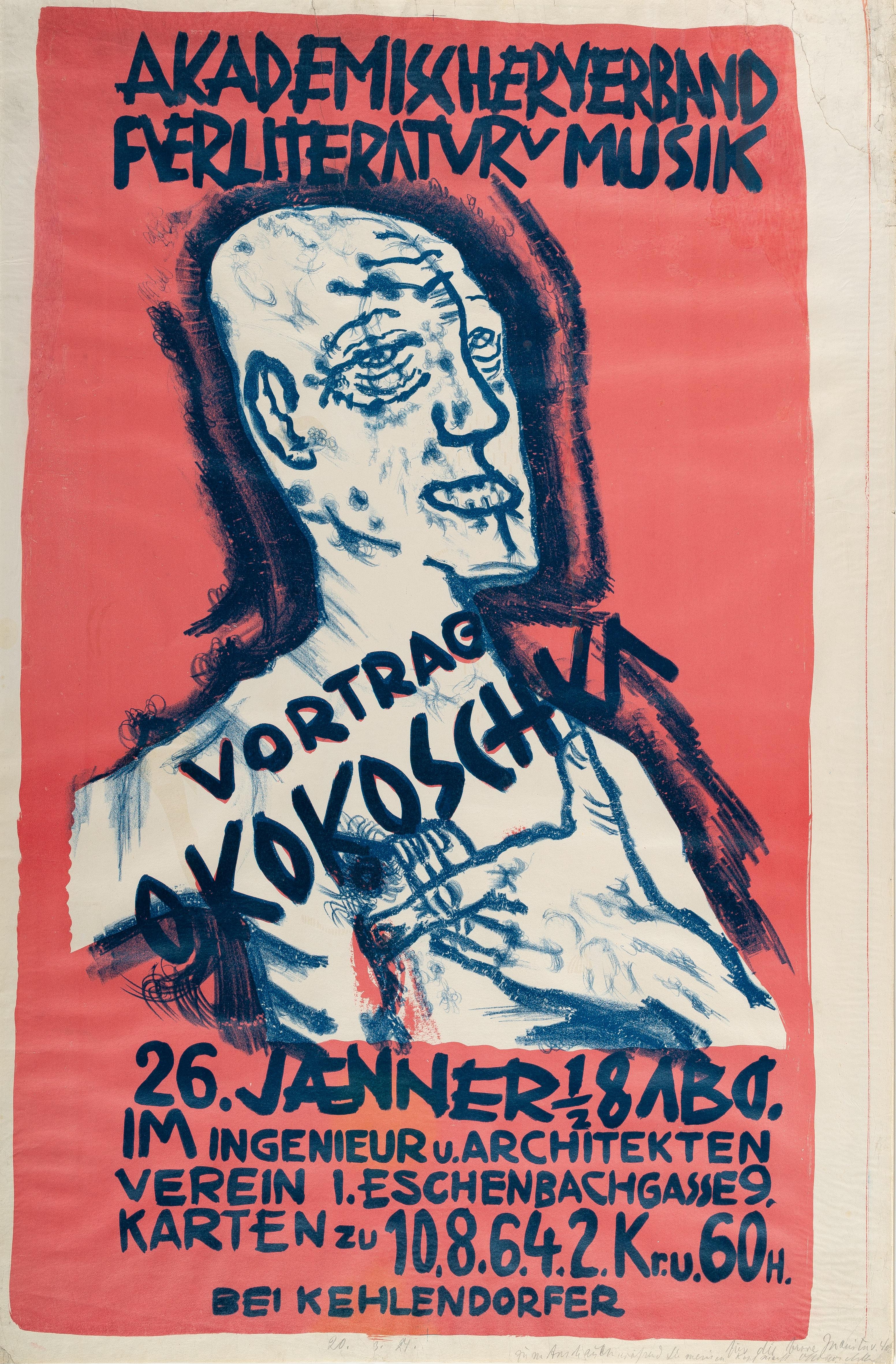Oskar Kokoschka - Selbstbildnis, Hand auf der Brust