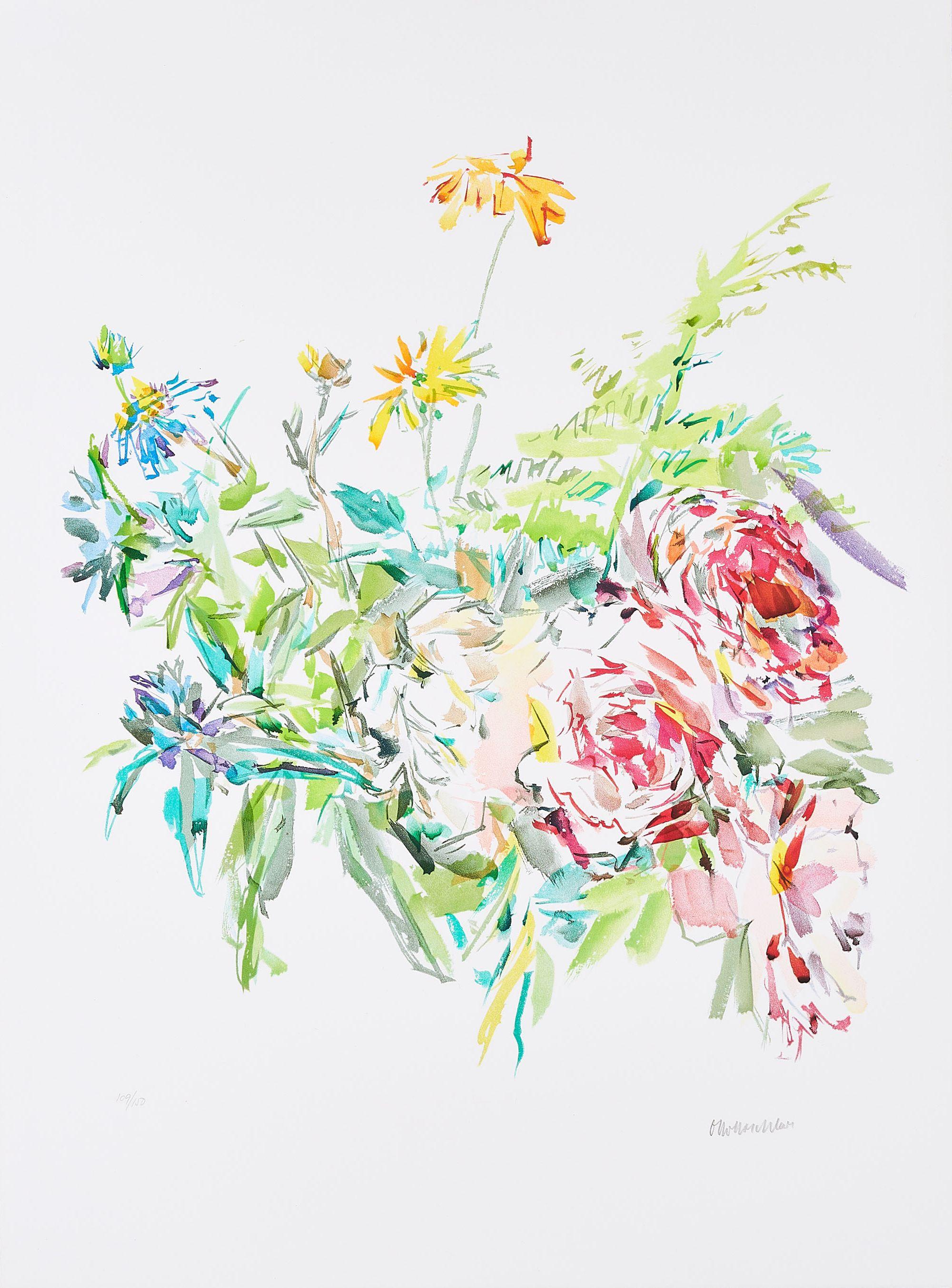 Oskar Kokoschka - Sommerblumen mit Rosen.