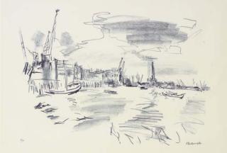 Oskar Kokoschka - Tower Bridge I, from London from the River Thames (Wingler & Welz 385)