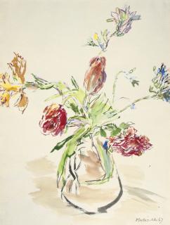 Oskar Kokoschka - Tulpen, Narzissen, Rosen und Freesie in einer Vase