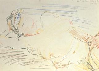 Oskar Kokoschka - Weiblicher Akt (Recto); Studien (Verso)