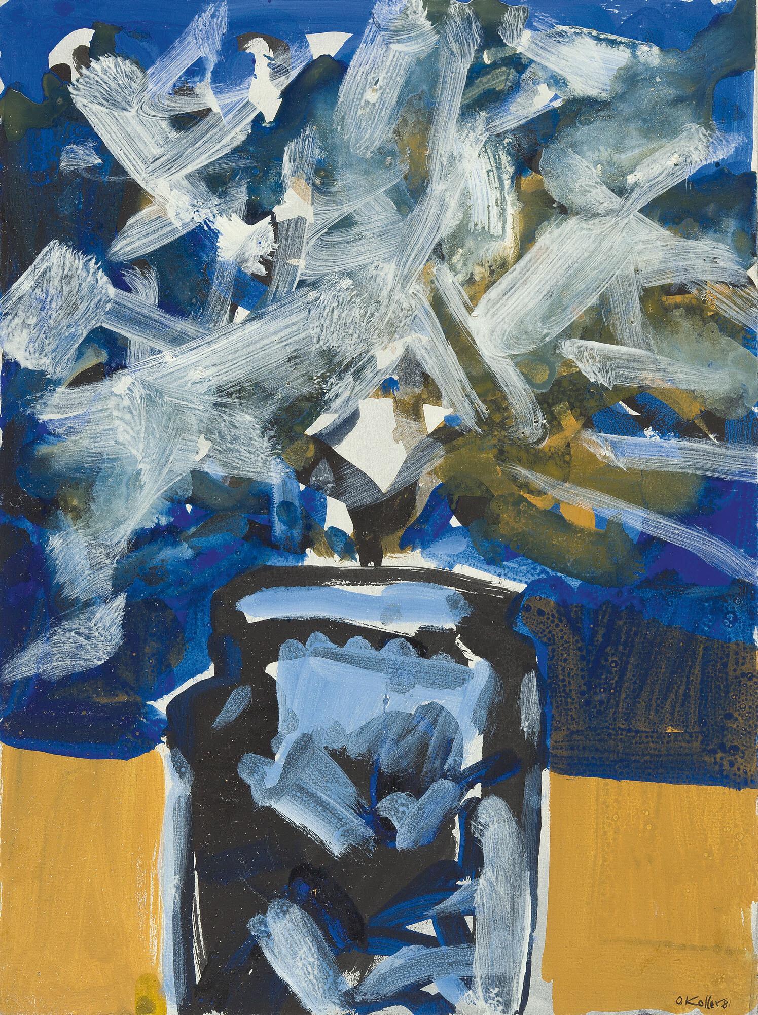 Oskar Koller - Blühende Zweige in einer Vase.