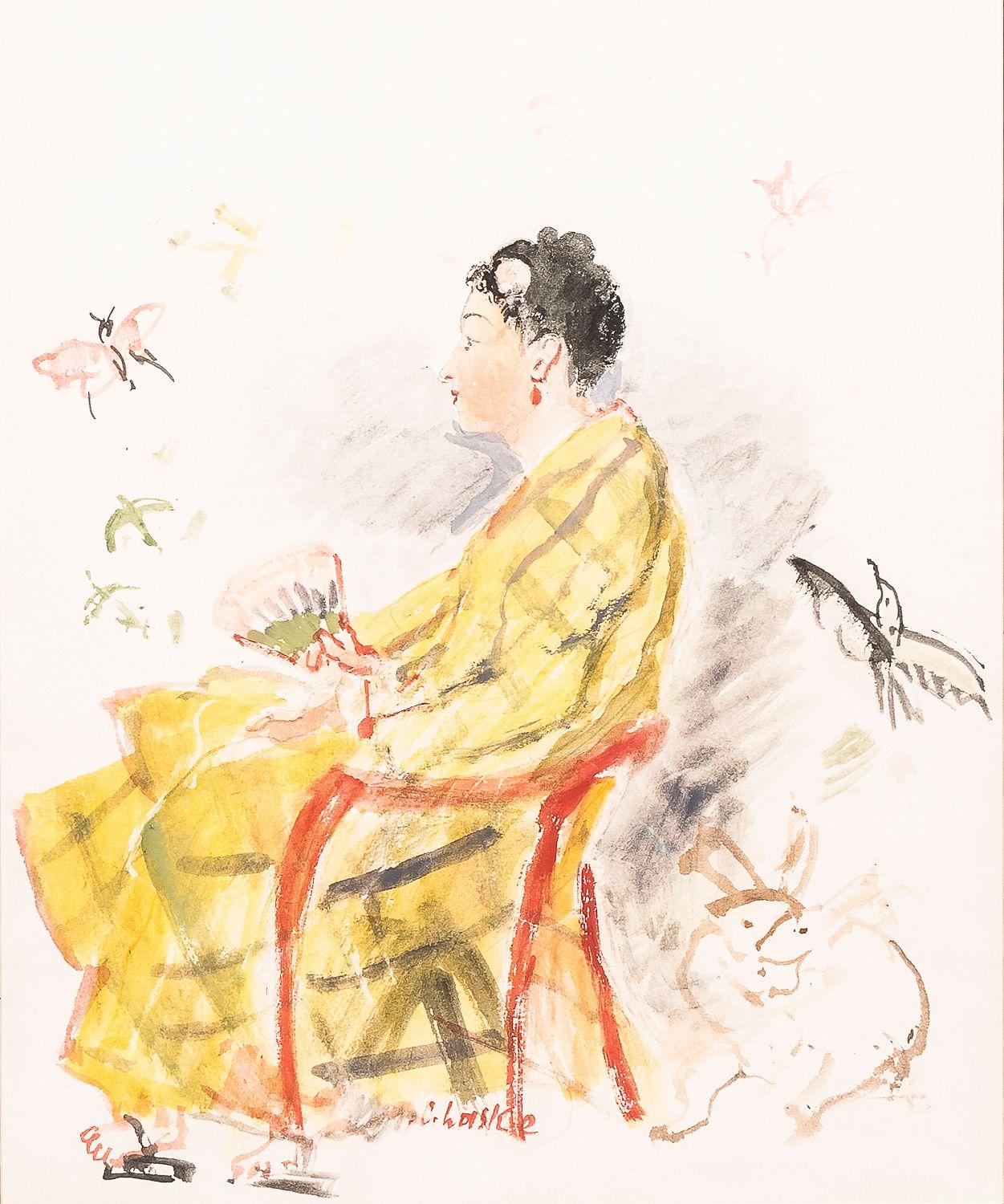 Oskar Laske - Seated Woman in a Kimono