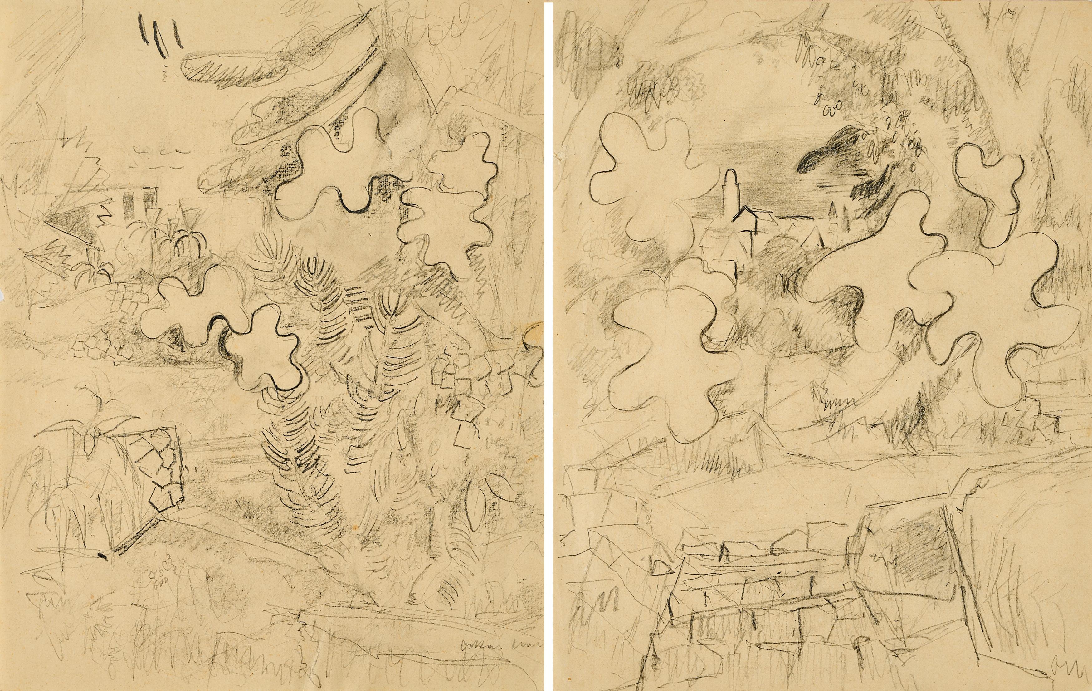 Oskar Moll - Konvolut von 2 Papierarbeiten.