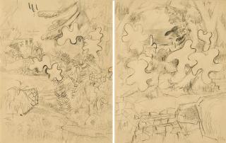 Oskar Moll - Konvolut von 2 Papierarbeiten.