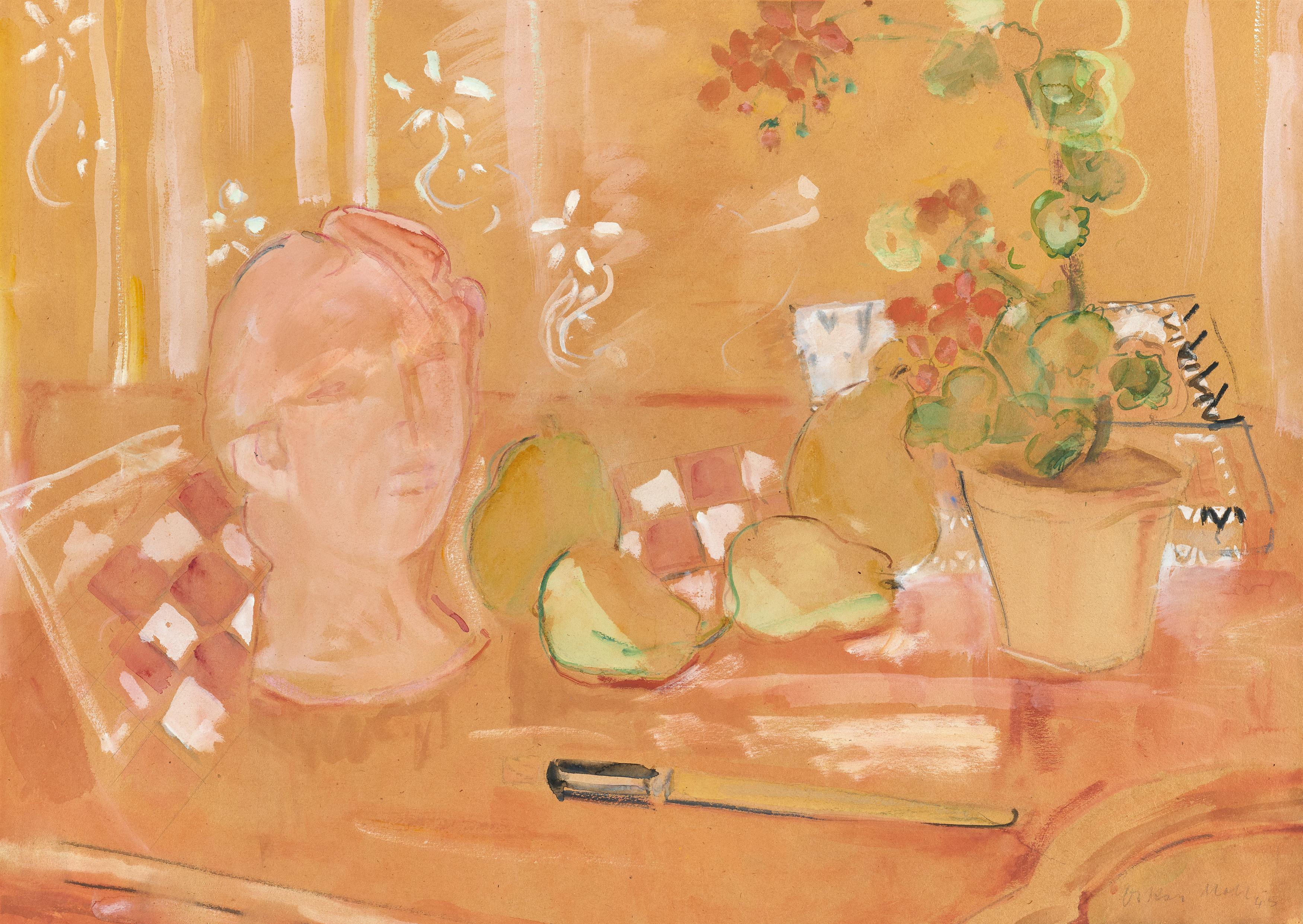 Oskar Moll - Stillleben mit Messer.