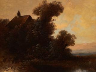 Oskar Mulley - Einsame Kapelle am See.