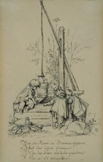 Oskar Pletsch - 2 Bll.: „Ist ein Mann in Brunnen gefallen …“ – „Schusterbu