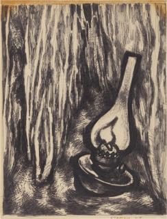 Oskar Rabin - Oil Lamp and Cranes (two works)