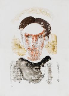 Oskar Schlemmer - Halbfigur frontal mit Licht auf der Stirn