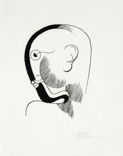Oskar Schlemmer - Kopf im Profil, mit schwarzer Kontur