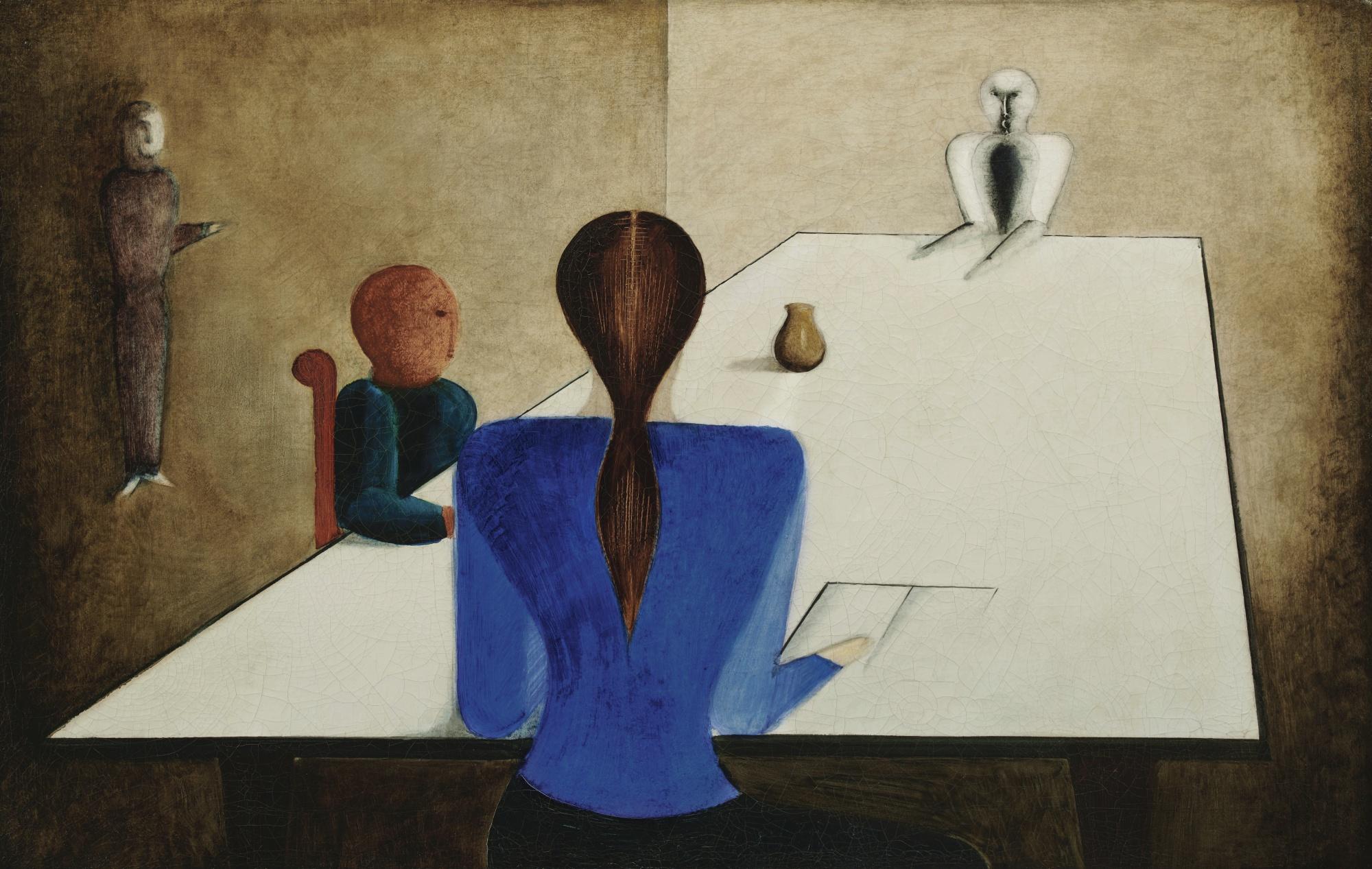 Oskar Schlemmer - Tischgesellschaft (Group At Table)