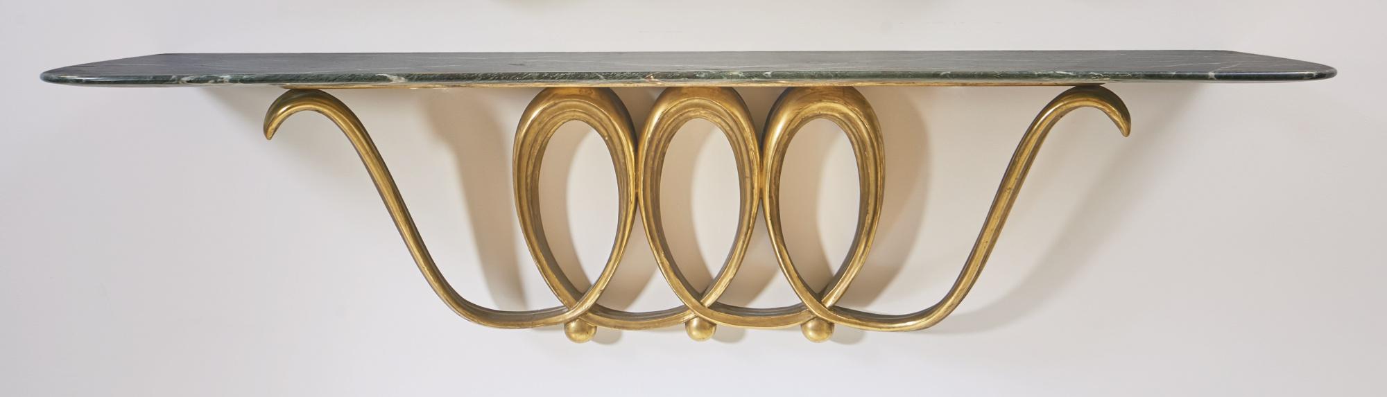 Osvaldo Borsani - Mensolamarble, Lacquered Gold Wood. Executed In 1946. This Work Is Registered In The Archivio Osvaldo Borsani, Varedo, Under No. 6652/2 And It Is Accompanied By A Photo Certificate Issued By The Archivio Osvaldo Borsani, Varedo.