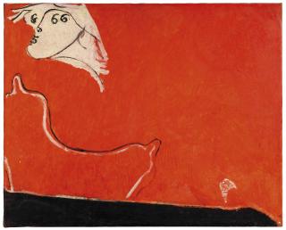 Osvaldo Licini - Amalassunta Su Fondo Rosso Chiaro