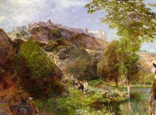 Oswald Achenbach - Blick auf Genzano di Roma am Lago di Nemi