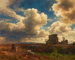 Oswald Achenbach - Campagnalandschaft bei aufziehendem Gewitter (Villa Gordiani an der Via Prenestina bei Rom)