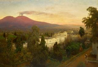 Oswald Achenbach - Campo Santo in Poggioreale, with Vesuvius Beyond
