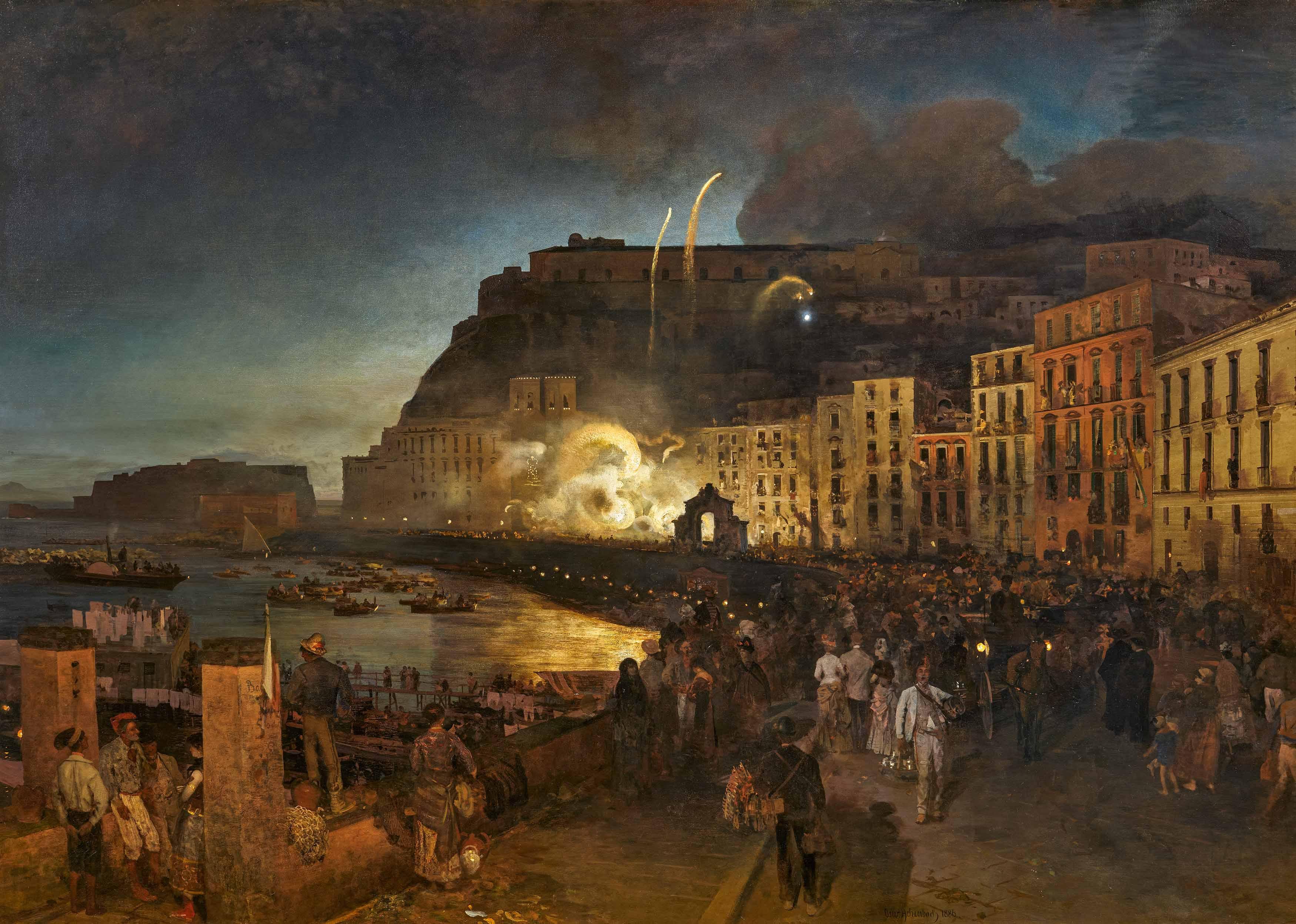 Oswald Achenbach - Fest der Santa Lucia in Neapel.