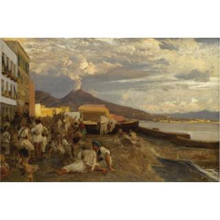 Oswald Achenbach - German In Der Bucht Von Neapel (The Bay Of Naples, Vesuvius Beyond)