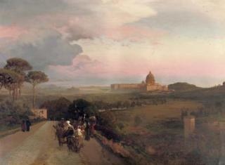 Oswald Achenbach - Pilgrims on the Via Cassia, Rome