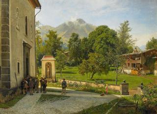 Oswald Achenbach - Sonntag in Südtirol.