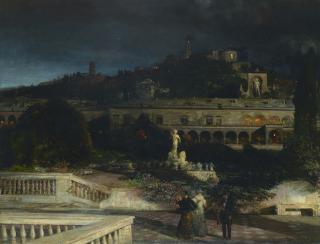 Oswald Achenbach - Strolling in the Evening, Villa del Principe, Palazzo di Andrea Doria, Genoa