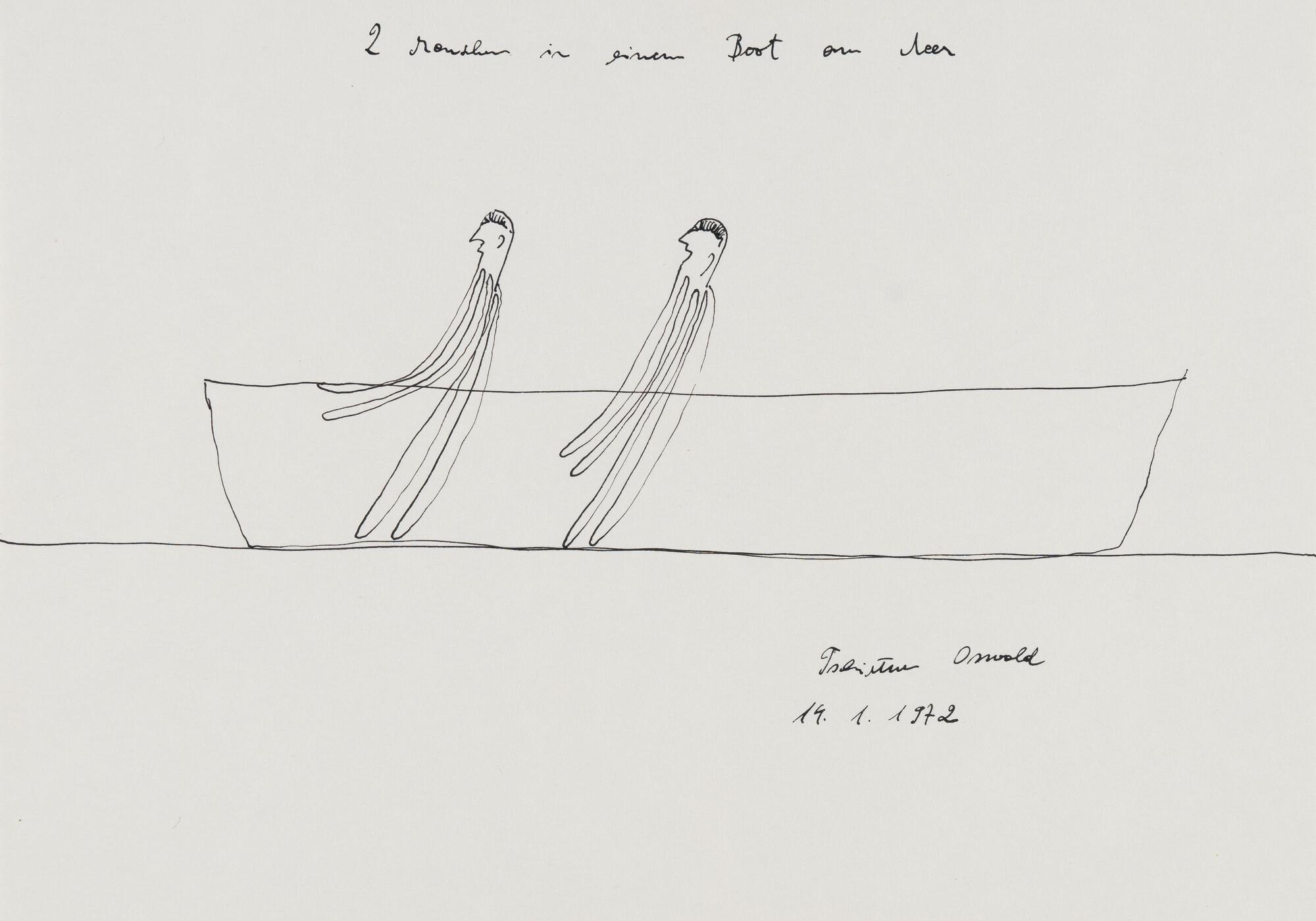 Oswald Tschirtner - „Zwei Menschen in einem Boot am Meer“