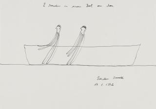 Oswald Tschirtner - „Zwei Menschen in einem Boot am Meer“