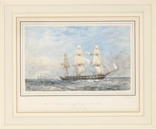 Oswald Walters Brierly - H.M.S Galatea running through the NE Trades; and a companion work