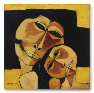Oswaldo Guayasamín - Madre Y Niño, Fondo Amarillo